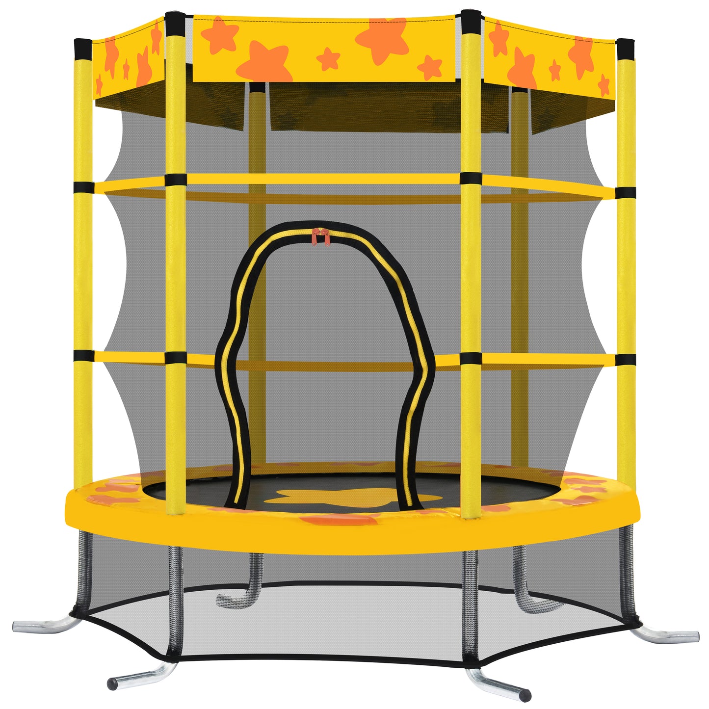 55 Inch Kids Trampoline with Safety Enclosure Net, 4.5FT Outdoor Indoor Trampoline for Kids (Yellow)