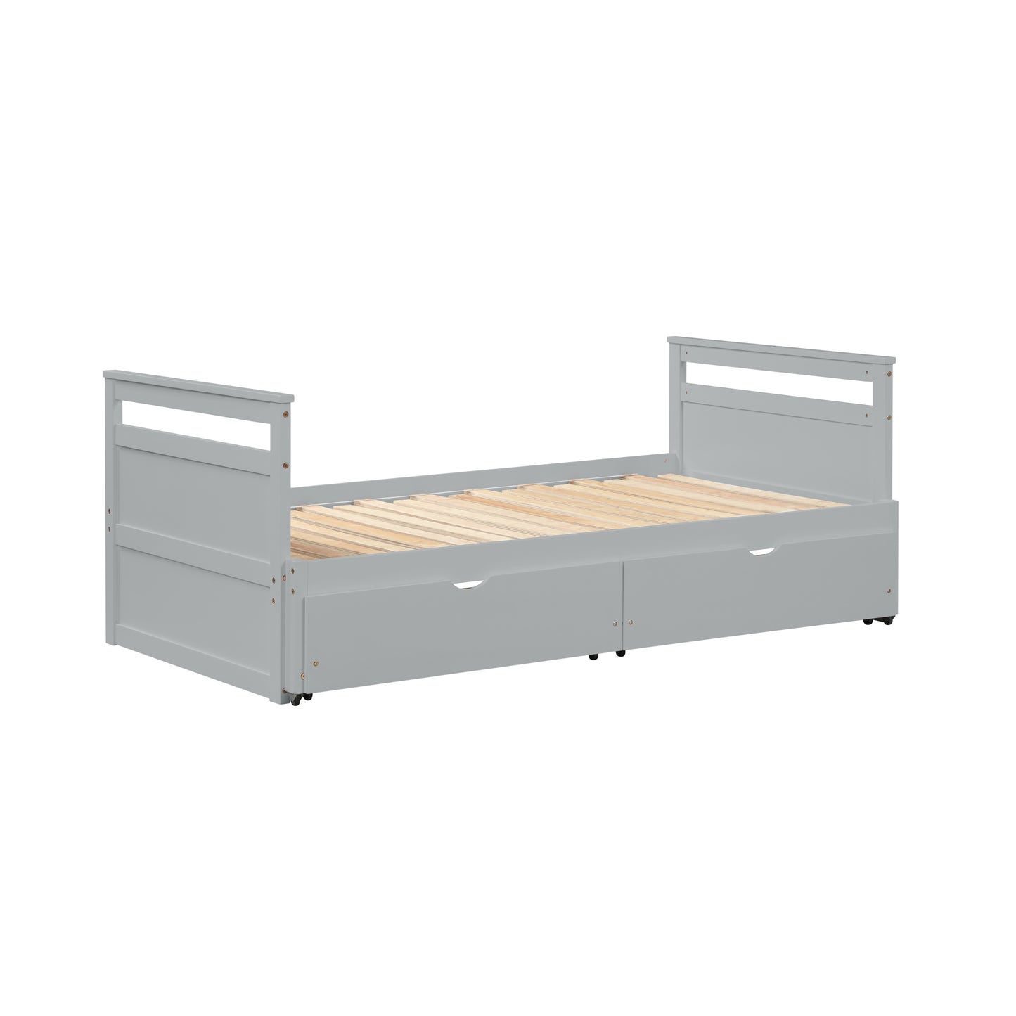 THE TWIN BED CAN BE EXPANDED WITH 2 DRAWERS