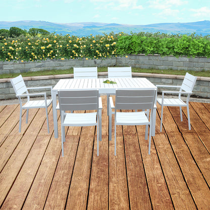 Outdoor Dining Table 59''L x 36.61''W Aluminum Patio Rectangle Dining Table for 6 Person Perfect for Deck Garden Backyard, White