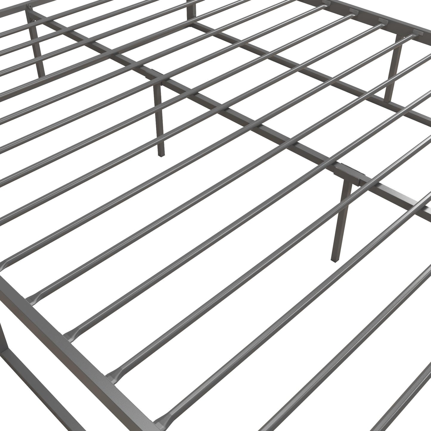 Metal Bed, Platform Bed Frame, Box Spring, Strong Metal Structure,  Easy Assembly, Full  Size, GREY