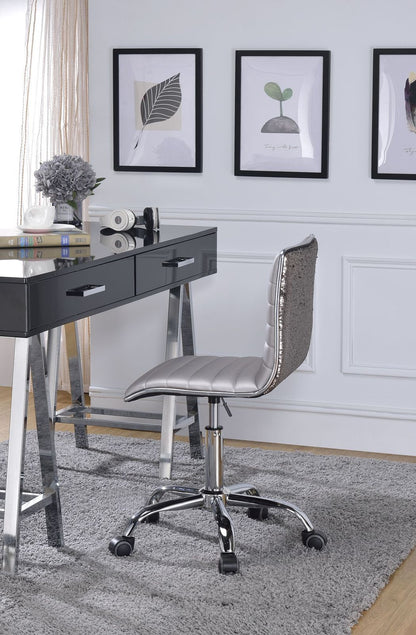 ACME Alessio Office Chair in Silver PU & Chrome 92515