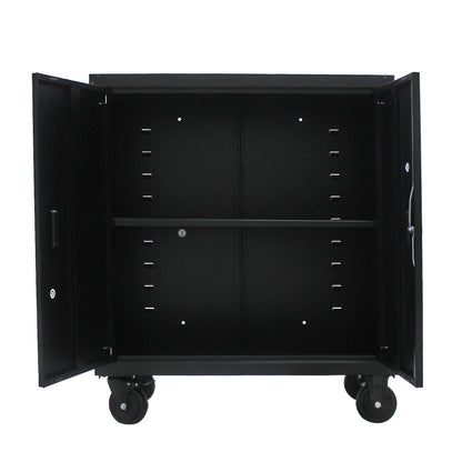 Metal Storage Cabinet with Locking Doors and One  Adjustable Shelves With 4 Wheels