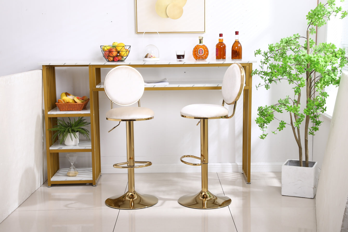 Bar Stools with Back and Footrest Counter Height Dining Chairs  2pcs/ctn