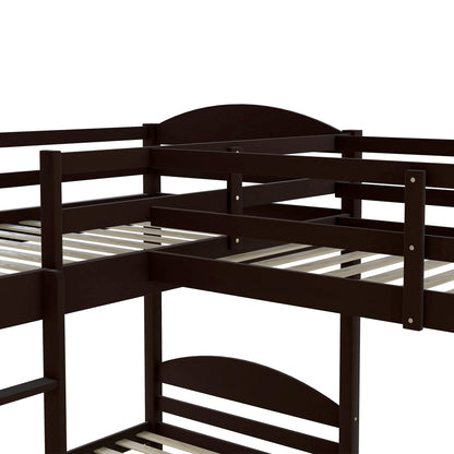 Twin L-Shaped Bunk Bed and Loft Bed - Espresso(OLD SKU :LP000023AAP)