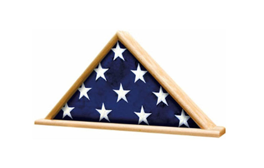 Ceremonial Flag Display Triangle case is available in your choice of solid Oak or Walnut by The Military Gift Store