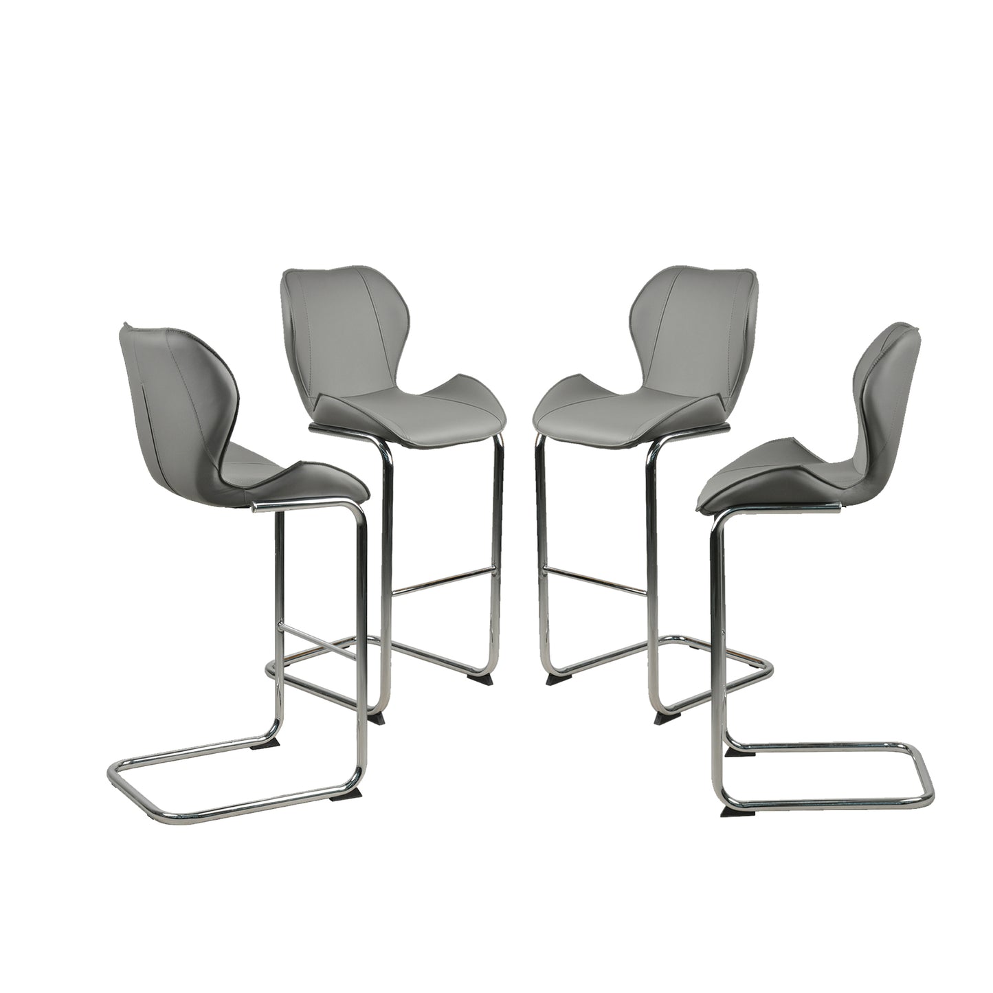 Bar chair modern design for dining and kitchen barstool with metal legs set of 4 (Grey)