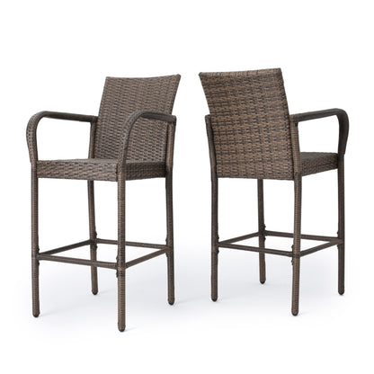 Stewart 30-Inch Outdoor Mix mocha Wicker Barstool (Set of 2)