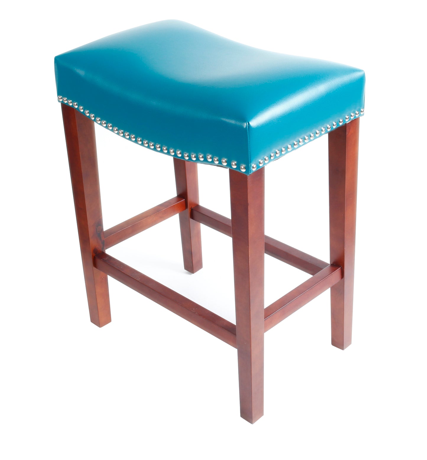 Blue Leather Barstool 2 pcs Set