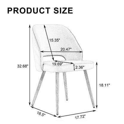 Modern Dining Chairs,Linen Accent Chair, Living Room Leisure Chairs, Upholstered Side Chair with Metal Legs for Dining Room Kitchen Vanity Patio Club Guest (Set of 1)  Grey Office Chair