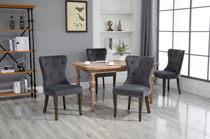 TOPMAX Dining Chair Tufted Armless Chair Upholstered Accent Chair, Set of 4 (Grey)