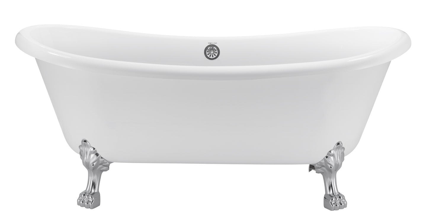 67" 100% Acrylic Freestanding Bathtub，Contemporary Soaking Tub，white bathtub