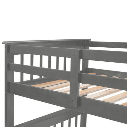 Stairway Twin-Over-Full Bunk Bed with Drawer, Storage and Guard Rail for Bedroom, Dorm, for Adults, Gray color(Old SKU: LP000219AAE)