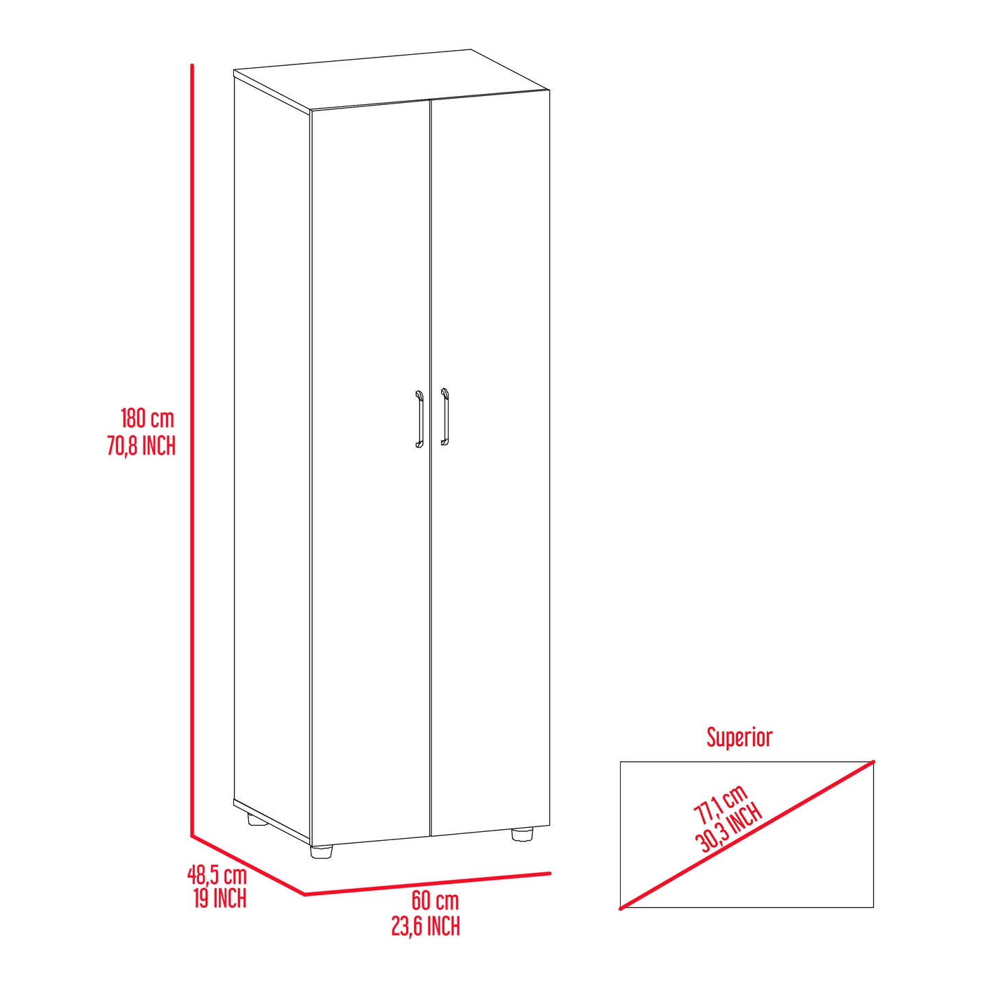 Chagrin 2-Shelf Rectangle Armoire  Black Wengue