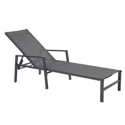 2 Pieces Set Patio Lounge Chair, Textilene Aluminum Pool Lounge Chair Set, Patio Chaise Lounges With Armrests For Patio Backyard Porch Garden Poolside