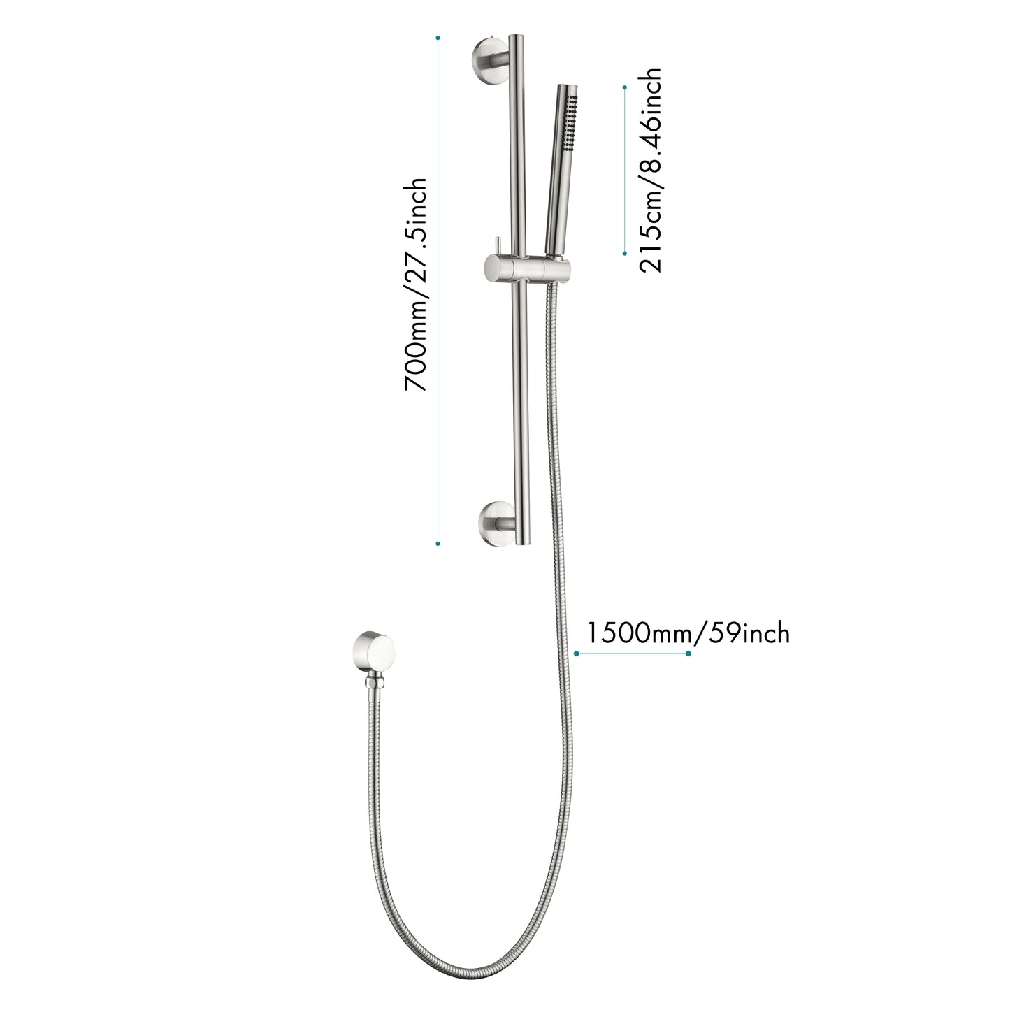 Shower System Square Bathroom Luxury Rain Mixer Shower Combo Set Pressure Balanced Shower System with Shower Head, Hand Shower, Slide Bar, Shower Arm, Hose, and Valve Trim