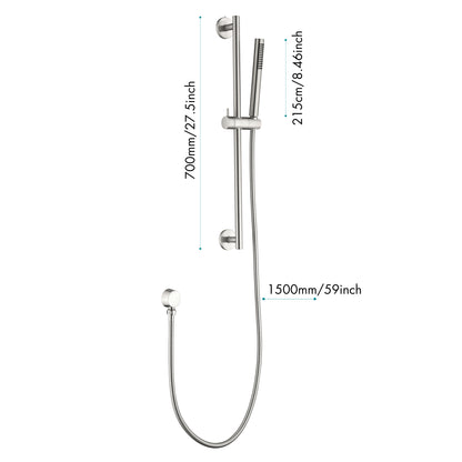 Shower System 10 Inch Square Bathroom Luxury Rain Mixer Shower Combo Set Pressure Balanced Shower System with Shower Head, Hand Shower, Slide Bar, Shower Arm, Hose, and Valve Trim