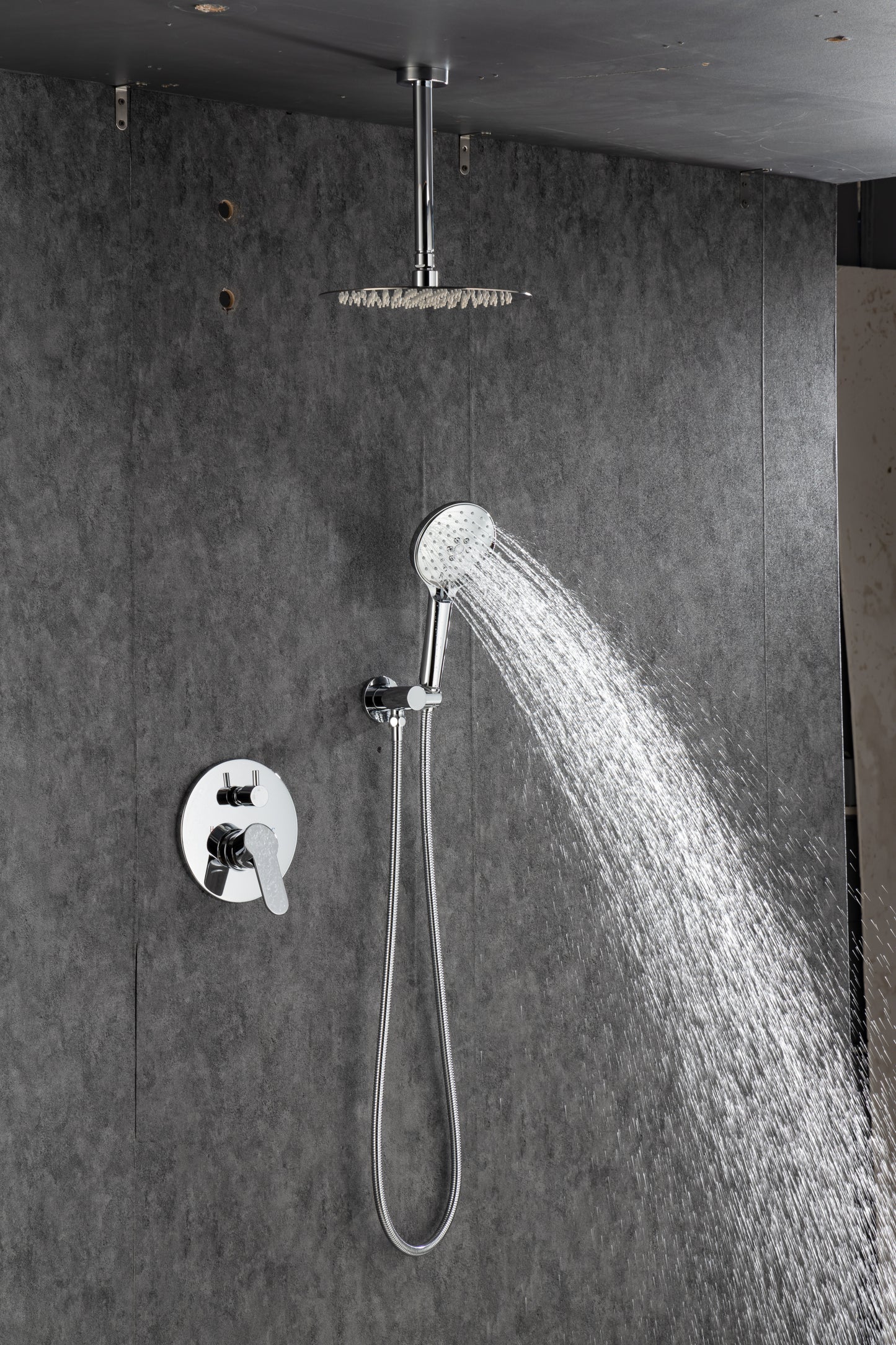 Black Shower System, Ceiling Rainfall Shower Faucet Sets Complete of High Pressure, Rain Shower Head with Handheld, Bathroom 10\\\'\\\' Shower Combo with Rough-in Valve Included