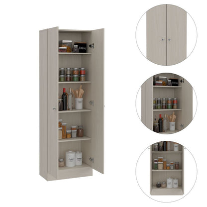 Buxton Rectangle 2-Door Storage Tall Cabinet White Washed Oak