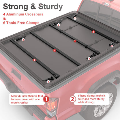 Soft four-fold Truck Bed Accessories Tonneau Cover 6.5FT For 14-19 Chevy Silverado GMC Sierra