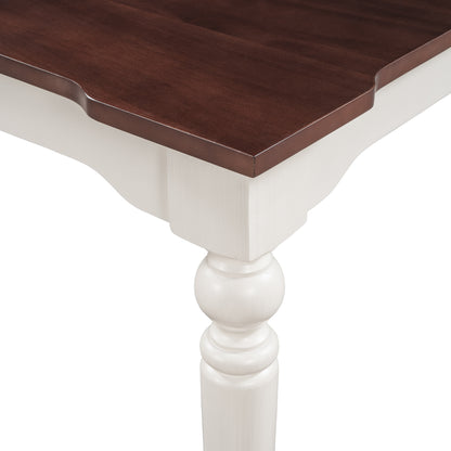 TOPMAX Wood Retro Classical Dining Table, Cherry Top+White Legs