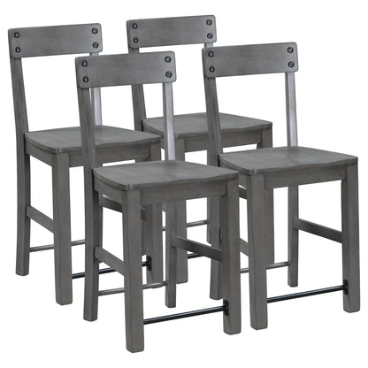 TREXM Minimalist industrial Style 5-Piece Counter Height Dining Table Set Solid Wood & Metal Dining Table with Four Chairs for Small Space (Gray)