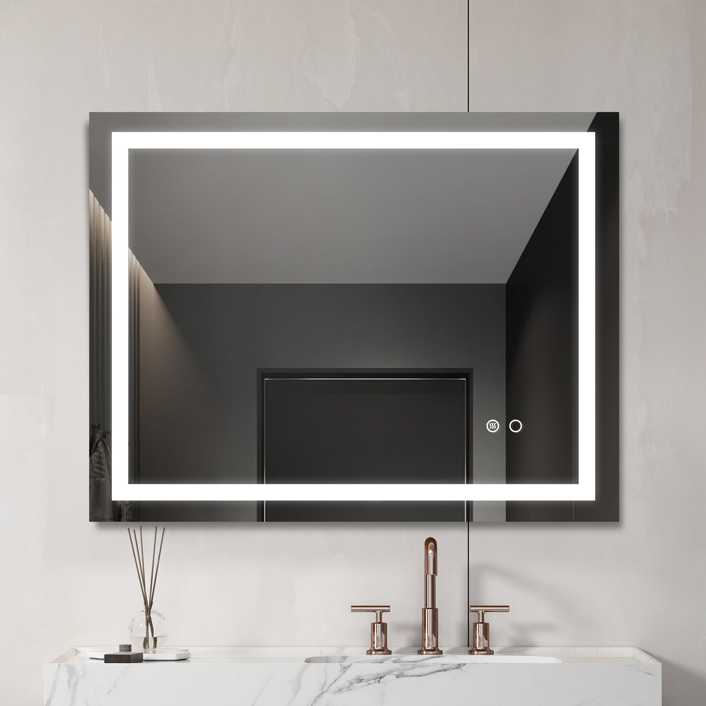 28“*36” LED Lighted Bathroom Wall Mounted Mirror with High Lumen+Anti-Fog Separately Control+Dimmer Function