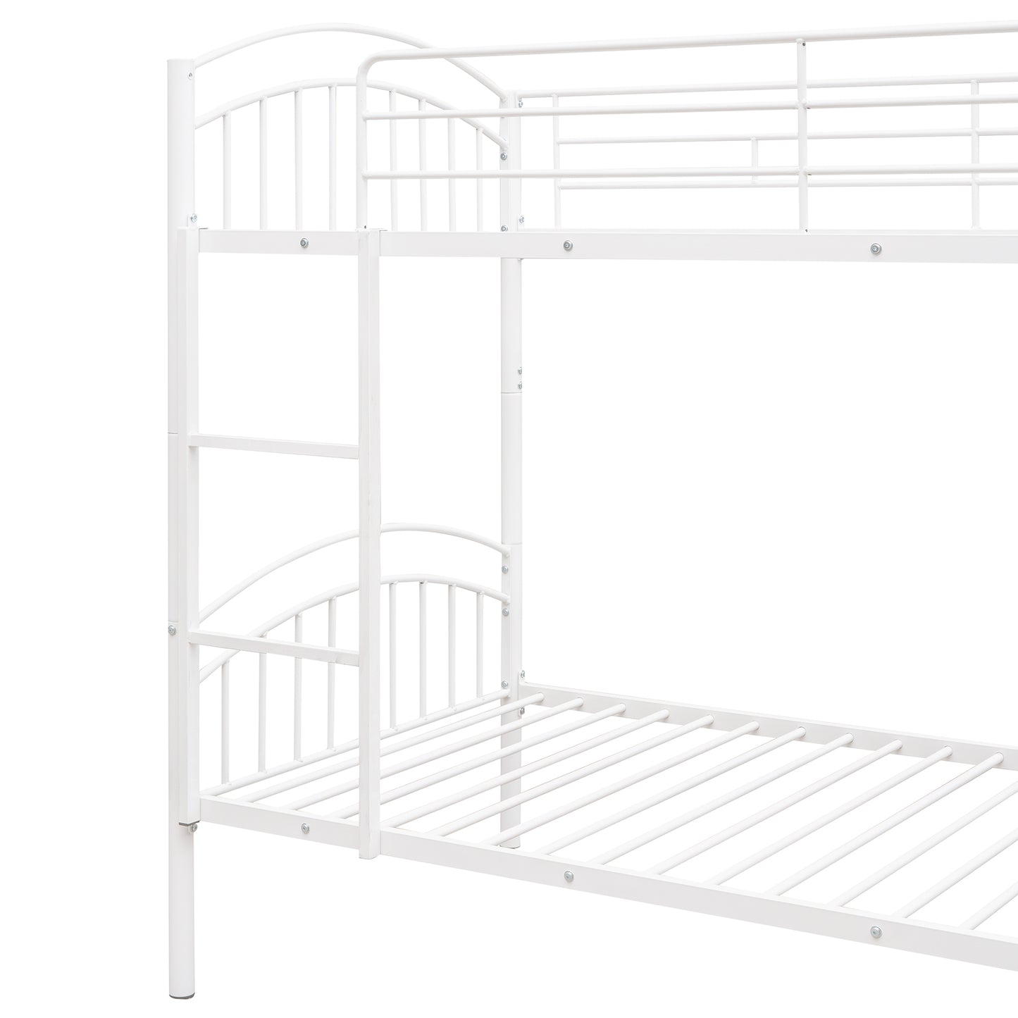 Twin Over Twin Metal Bunk Bed,Divided into Two Beds(White)（OLD SKU:MF280424AAK）