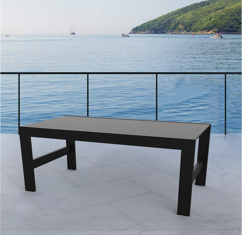 Aluminum Outdoor Patio Coffee Table in Black for Garden, Open-air balcony, Poolside