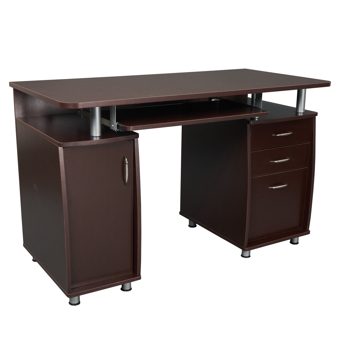 Techni Mobili Complete Workstation Computer Desk with Storage, Chocolate