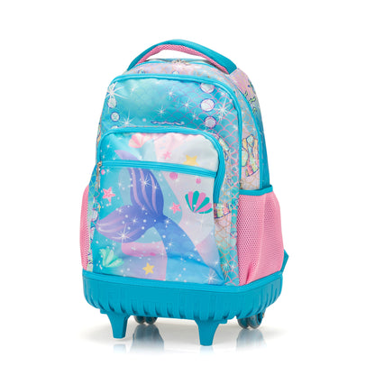 20-Inch 3PCS Kids Rolling Luggage Set, Trolley Backpack with Lunch Bag and Pencil Case for Girls, Suitcase with Mermaid Pattern