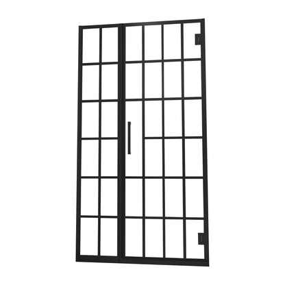 Shower Door 34" W x 72" H Single Panel Frameless Fixed Shower Door, Open Entry Design in Matte Black