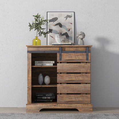 de Cabinet Buffet Sideboard with Sliding Barn Door and Interior Shelves,Espresso