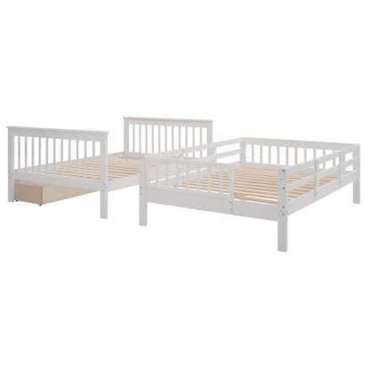 Stairway Full-Over-Full Bunk Bed with Drawer, Storage and Guard Rail for Bedroom, White ( old sku: LP000310AAK )