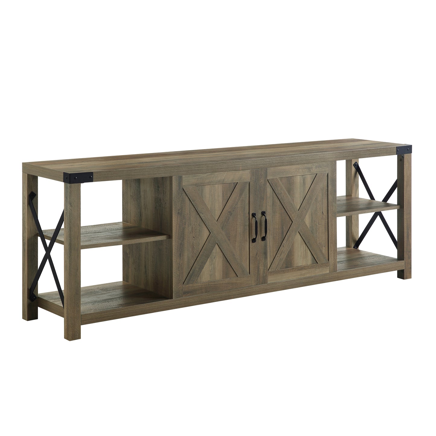 ACME Abiram TV Stand in Rustic Oak Finish LV01000