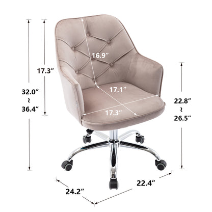 COOLMORE Velvet Swivel Shell Chair for Living Room, Modern Leisure Arm Chair ,Office chair  Grey