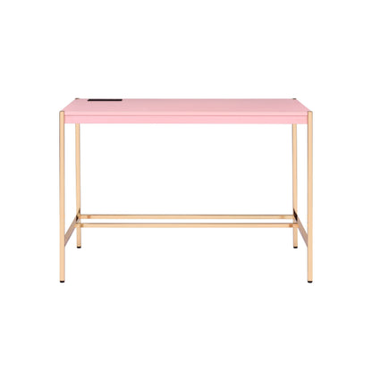 ACME Midriaks Writing Desk w/USB Port in Pink & Gold Finish OF00024