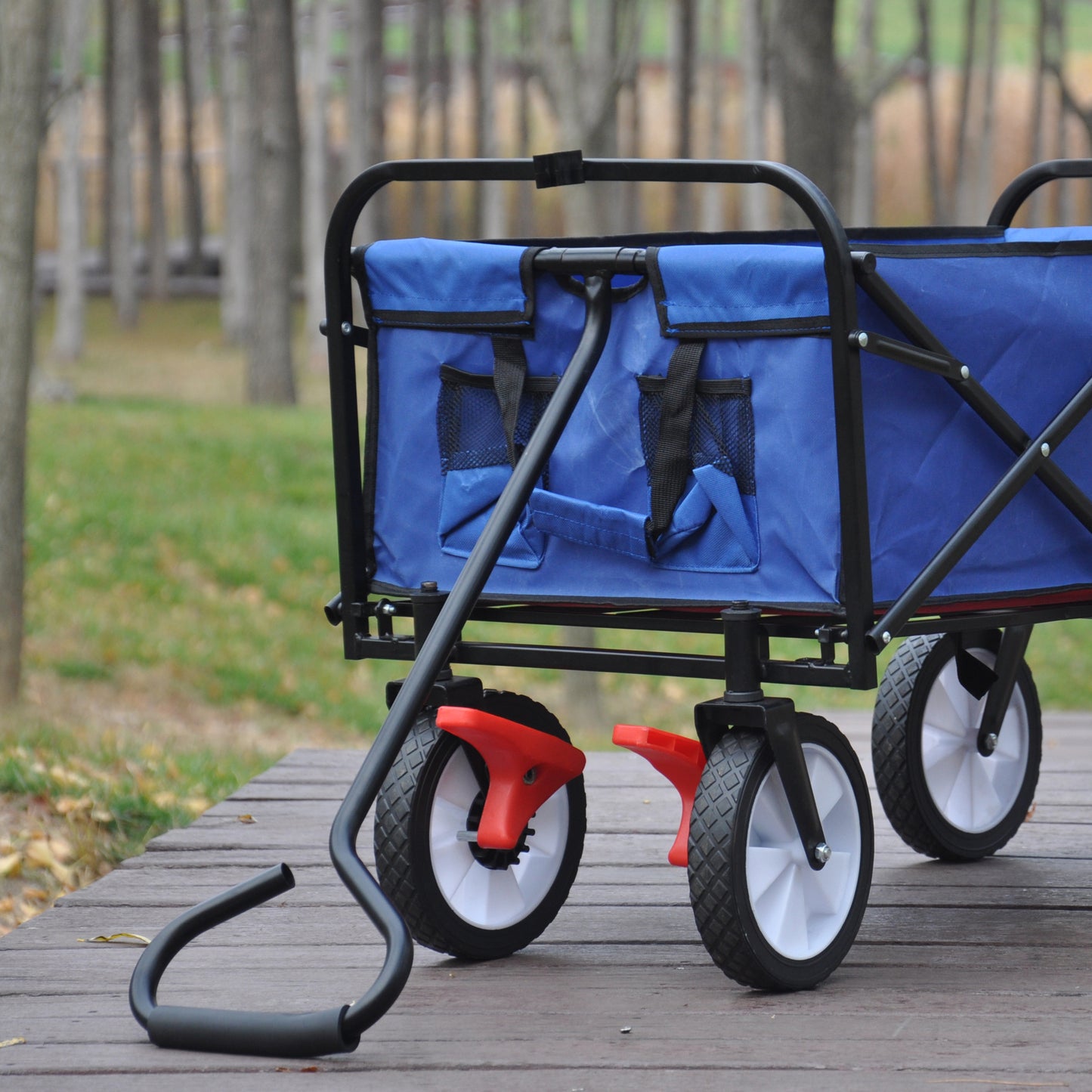 Folding Wagon Garden Shopping Beach Cart (blue)