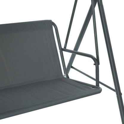 3-Person Patio Glider Swing Chair With Stand, Porch Lawn Swing With Removable Cushion And Convertible Canopy, Gray