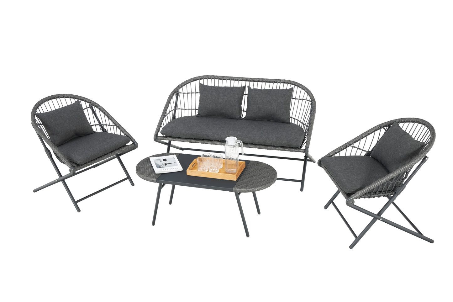 Patio wicker indoor outdoor sectional sofa set for patio porch garden