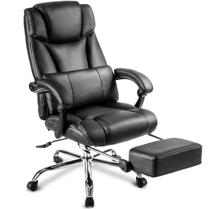 Office Chair - High Quality PU Leather/Double Padded/Support Cushion and Footrest