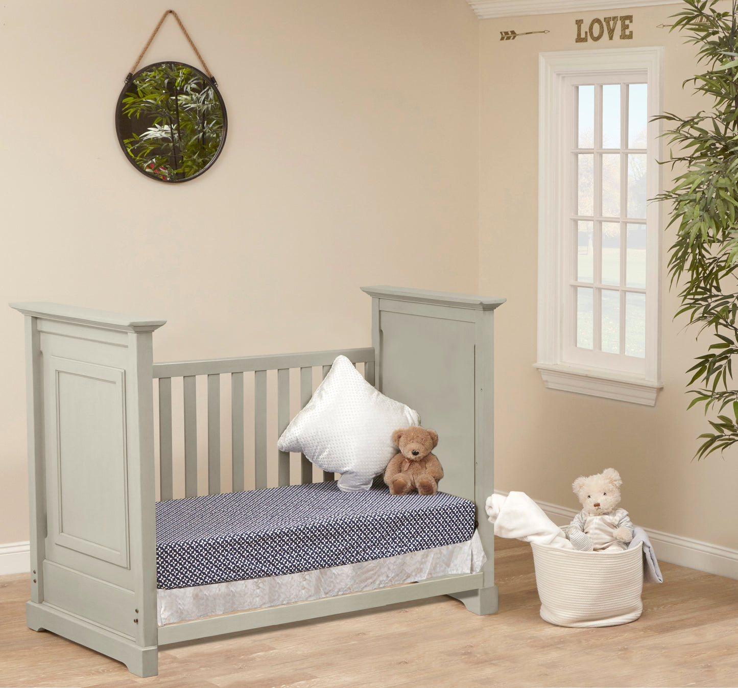 Cape Cod 3-in-1 Convertible Island Crib Light Gray