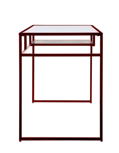 ACME Yasin Desk, Red & Glass 92584