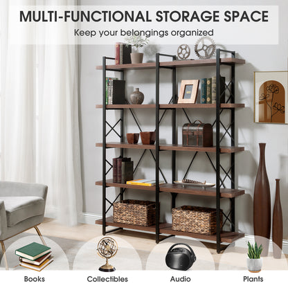 [VIDEO] Home Office 5 Tier Bookshelf, X Design Etageres Storage Shelf, Industrial Bookcase for Office with Metal Frame