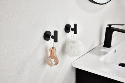 Bathroom Towel Hook Robe Hook Shower Kitchen Wall Hanging Hooks No Drill Wall Mount SUS 304 Stainless Steel Matt Black 6 Pack