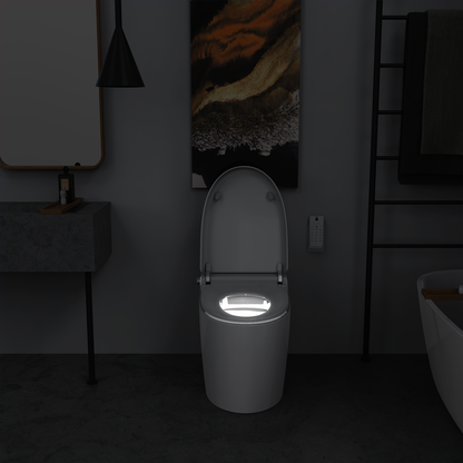 Smart Toilet U-Shaped LED Light Automatic Flush with Remote Control/Foot Sensor/Night Light T162A