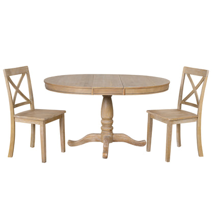 Modern Dining Table Set for 4,Round Table and 4 Kitchen Room Chairs,5 Piece Kitchen Table Set for Dining Room,Dinette,Breakfast Nook,Natural Wood Wash