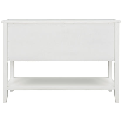 TREXM  Cambridge Series Buffet Sideboard Console Table with Bottom Shelf (White)