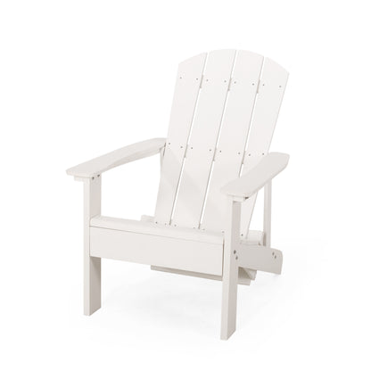 Outdoor Classic White Solid Wood Adirondack Chair Retractable Foldable （Set of 1）