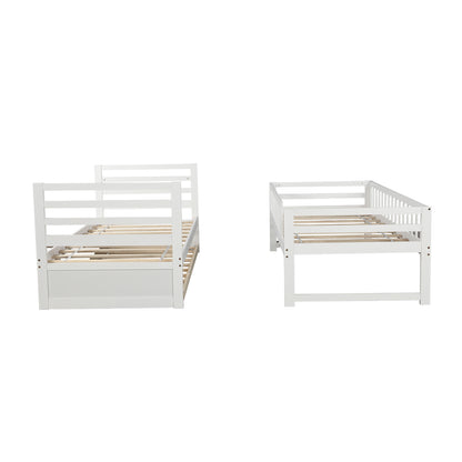 Orisfur. Twin Bunk Beds for Kids with Safety Rail and Movable Trundle bed