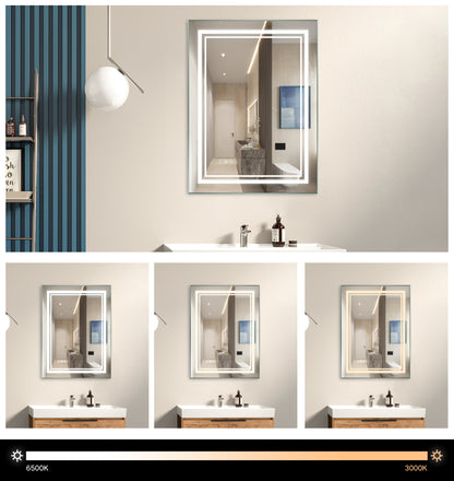 24 x 32 Inch LED Mirror Bathroom Wall Mounted Vanity Mirror Anti-Fog Mirror Dimmable Lights Brightness Memory , with Touch Switch(Horizontal/Vertical)